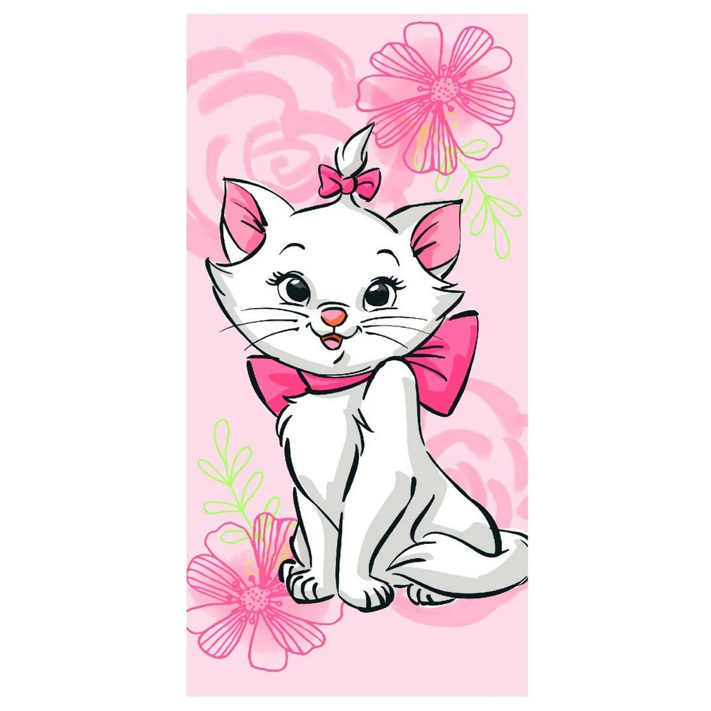 The Aristocats Marie Floral Cotton Beach Towel (Pink/White) - AG3187