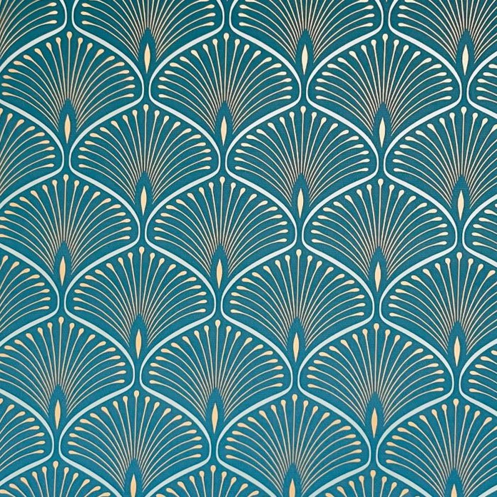 GrandDeco Layla Art Deco Textured Wallpaper (Teal) - AG1091