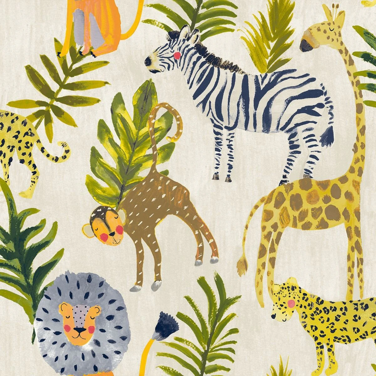 GrandDeco Jack n Rose Animals Wallpaper (Multicoloured) - AG2409