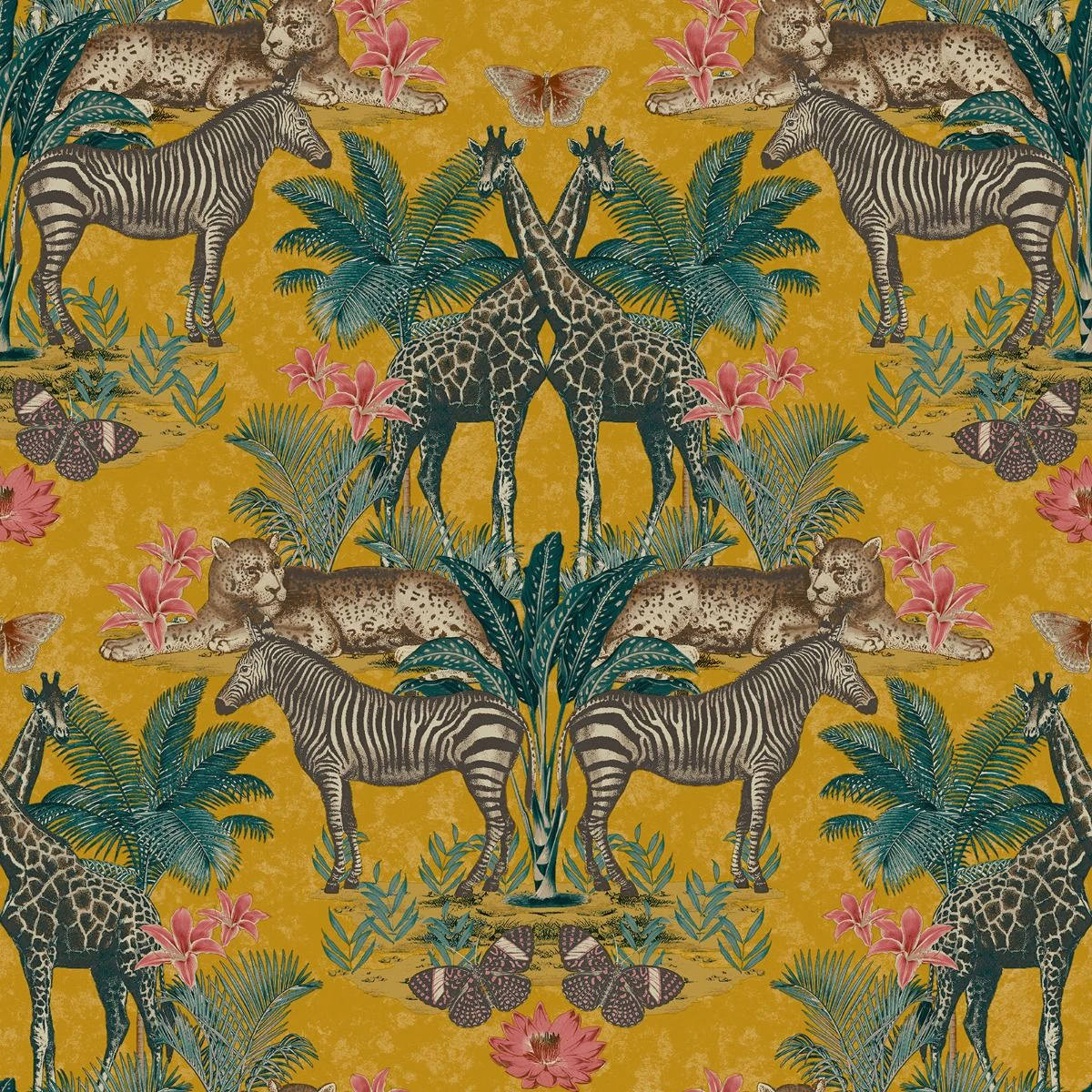 GrandDeco Animal Kingdom Wallpaper (Ochre) - AG2386