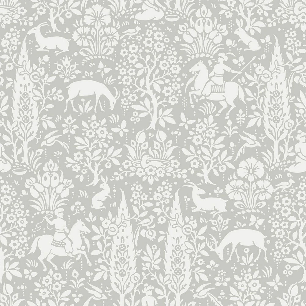 Crown Archives Woodland Wallpaper (Grey) - AG1959