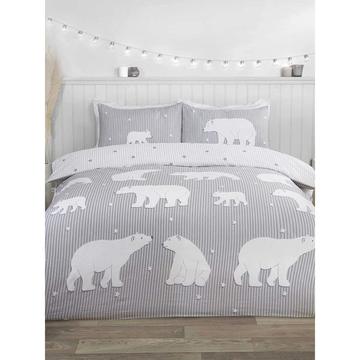 Rapport Brushed Cotton Polar Bear Duvet Cover Set (White) - AG1146