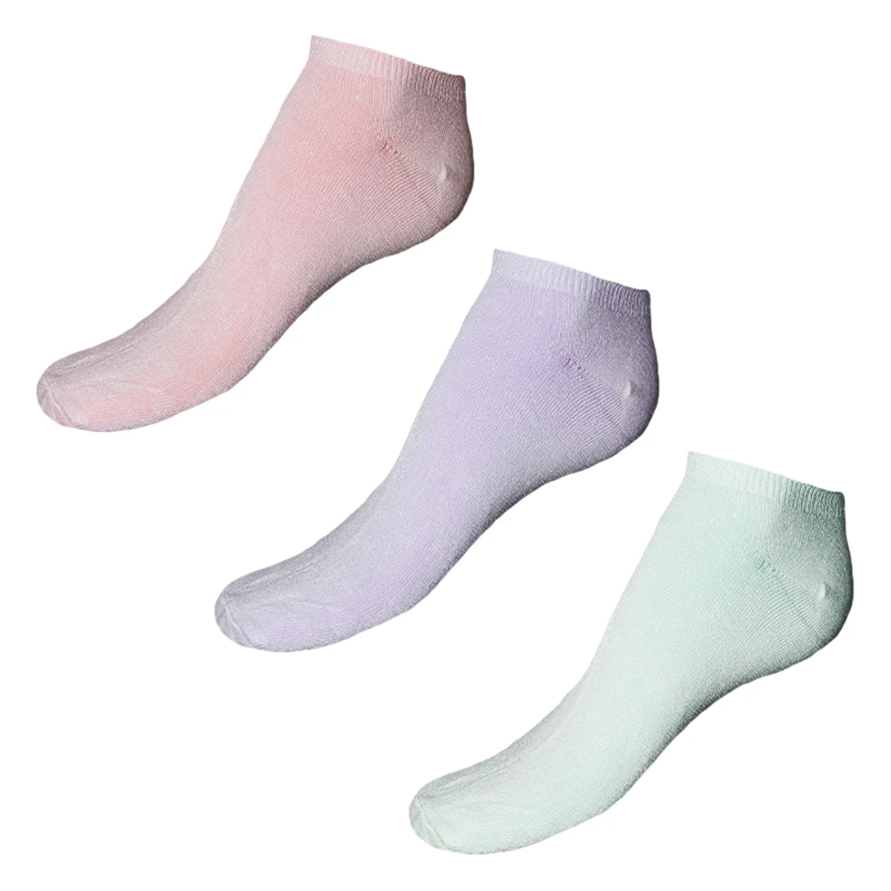 Simply Essentials Womens Bamboo Trainer Socks (Pack Of 3) (Pink/Lilac/Mint) - UT1749