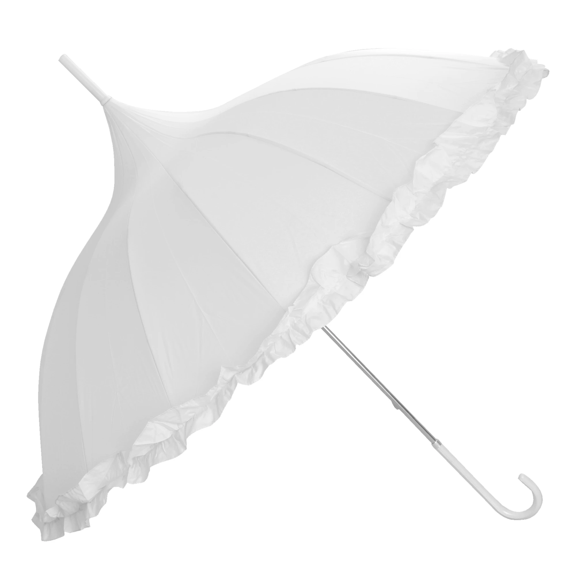 X-Brella Womens Frill Wedding Stick Umbrella (White) - UM350