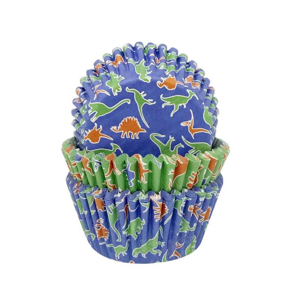 Anniversary House Dinosaur Muffin and Cupcake Cases (Pack of 75) (Blue/Green/Orange) - SG25740