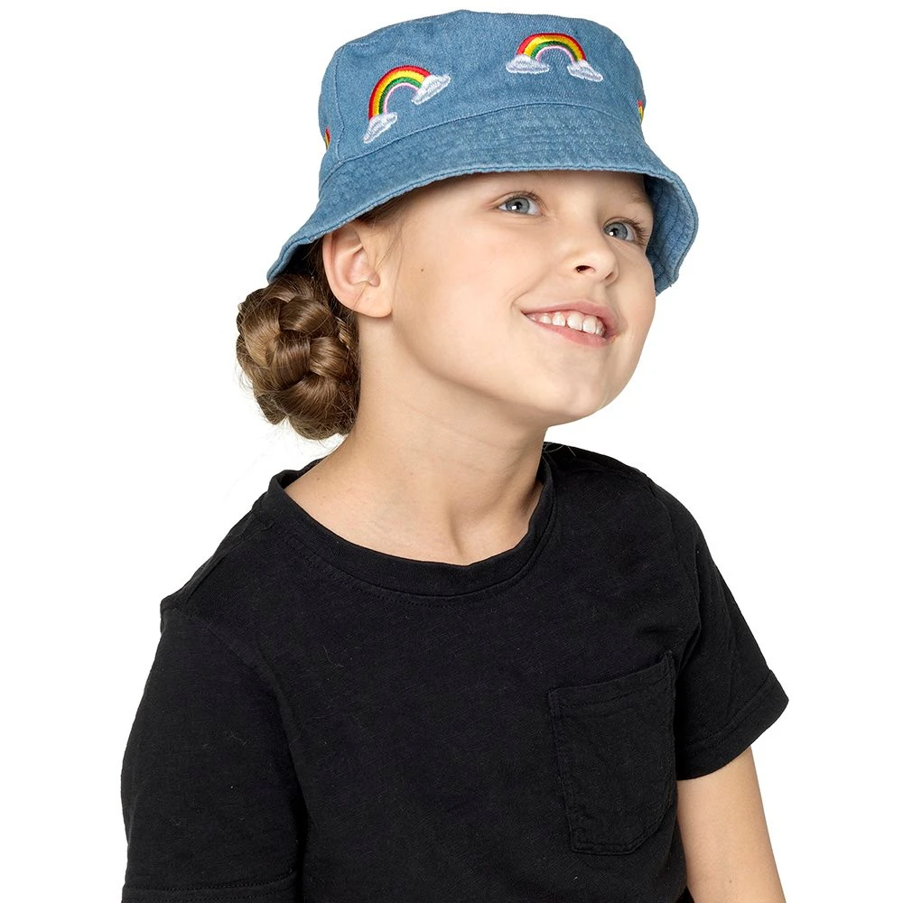 Tom Franks Kids Denim Bucket Hat With Embroidery (Denim) - UT1449