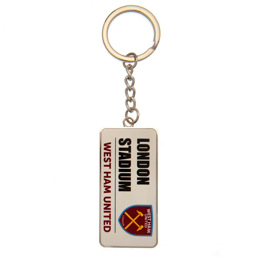 West Ham United FC Street Sign Metal Keyring (Silver/White/Claret Red) - TA11324