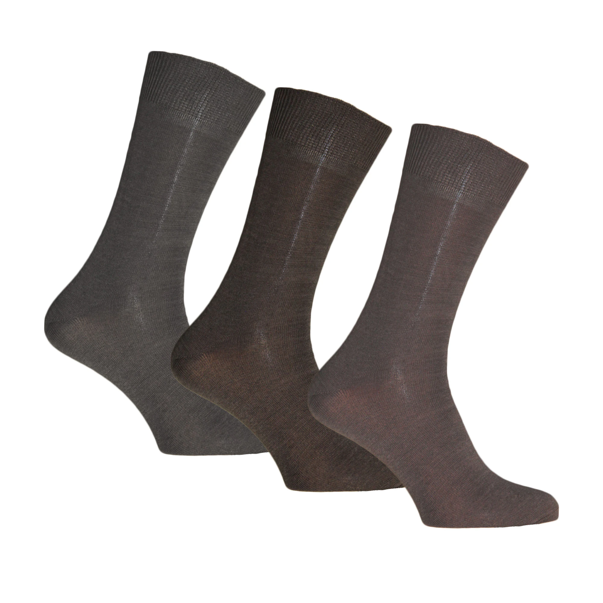 Simply Essentials Mens Super Soft Bamboo Socks (Pack Of 3) (Shades of Brown) - UT1580