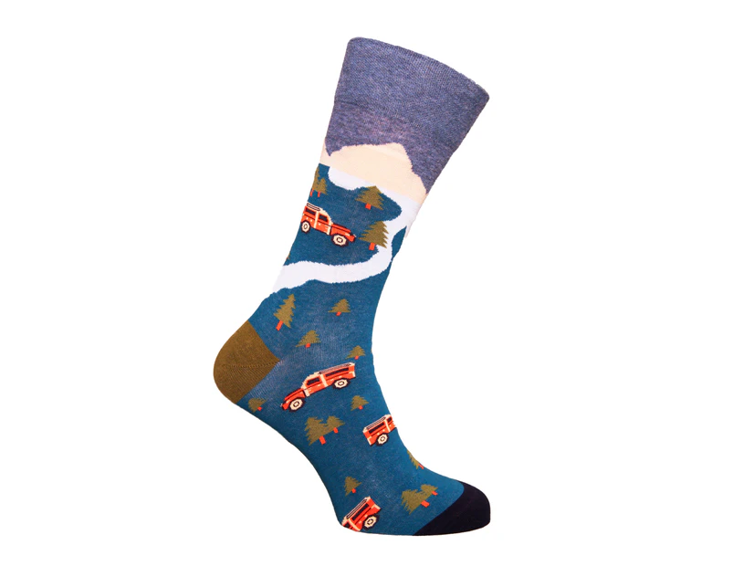 Simply Essentials Boys Toys Mens Van Socks (Blue/Khaki) - UT1841