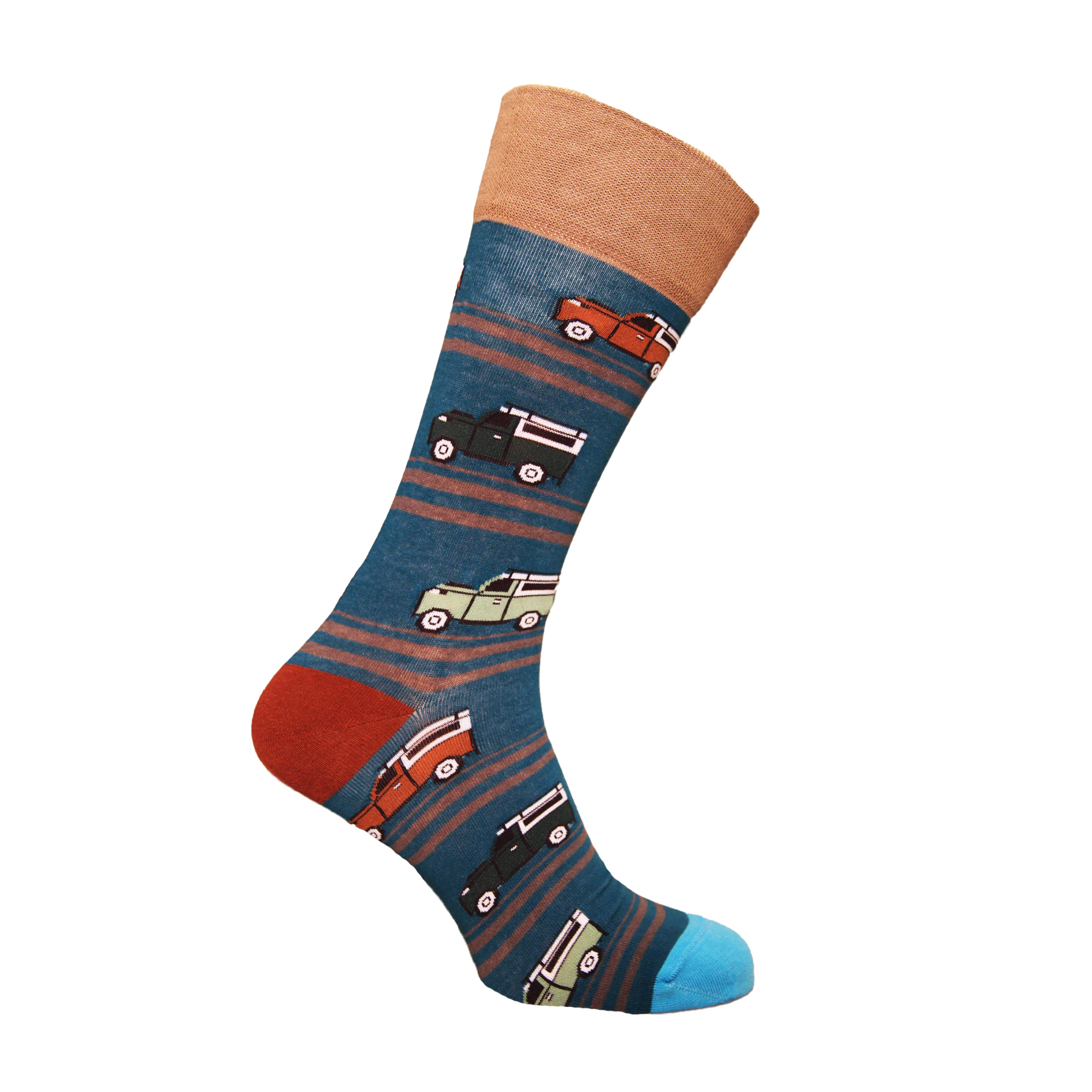 Simply Essentials Boys Toys Mens Van Socks (Blue/Brown) - UT1841