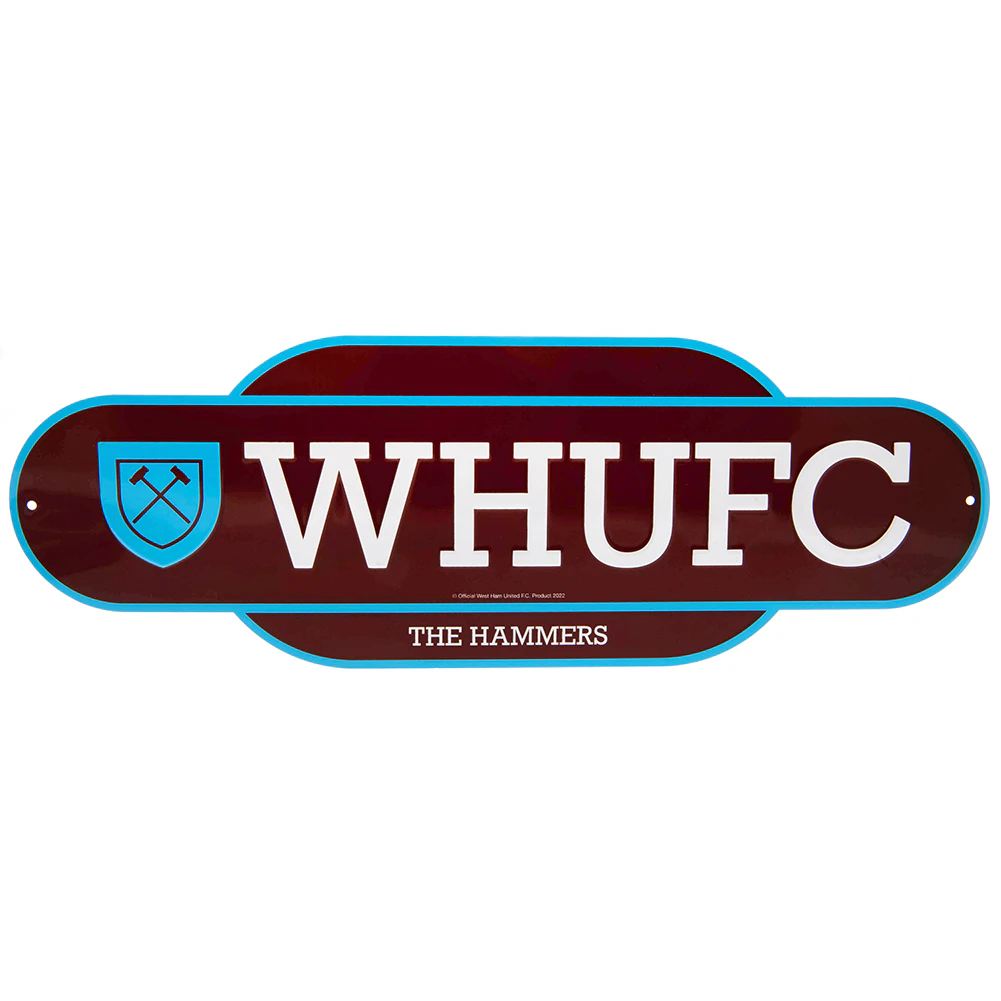 West Ham United FC Retro Hanging Sign (Scarlet Red/White/Sky Blue) - TA9858