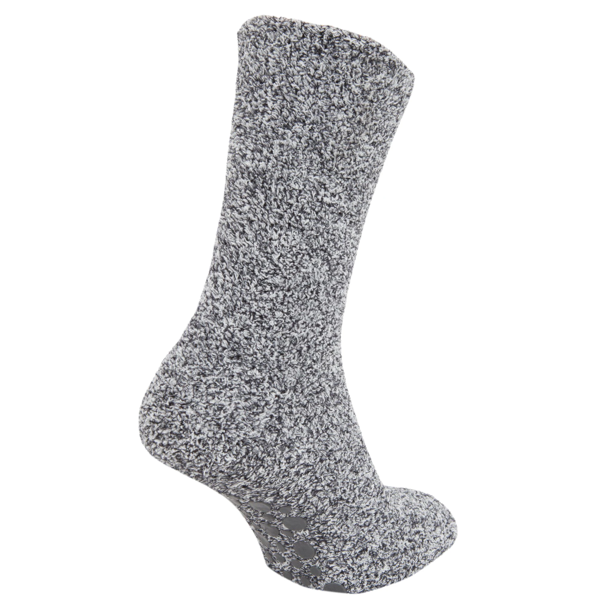 FLOSO Ladies Warm Slipper Socks With Rubber Non Slip Grip (Grey) - W534