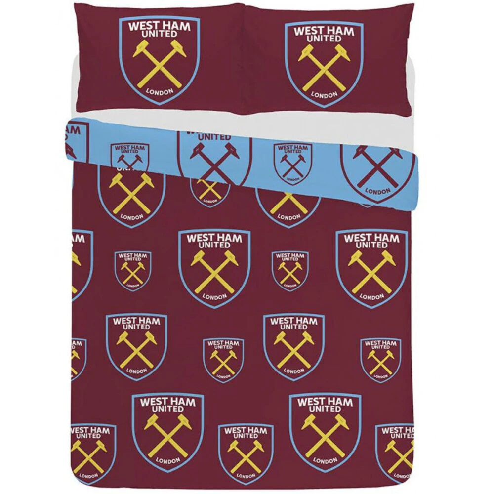 West Ham United FC Duvet Cover Set (Claret Red/Sky Blue) - TA8325