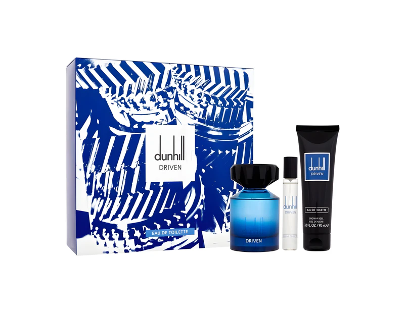 Alfred Dunhill Driven Blue For Men 3 Pc Gift Set 3.4oz EDT Spray, 3oz Shower Gel, 0.15ml Travel Spray Variant Size Value 3 Pc Gift Set