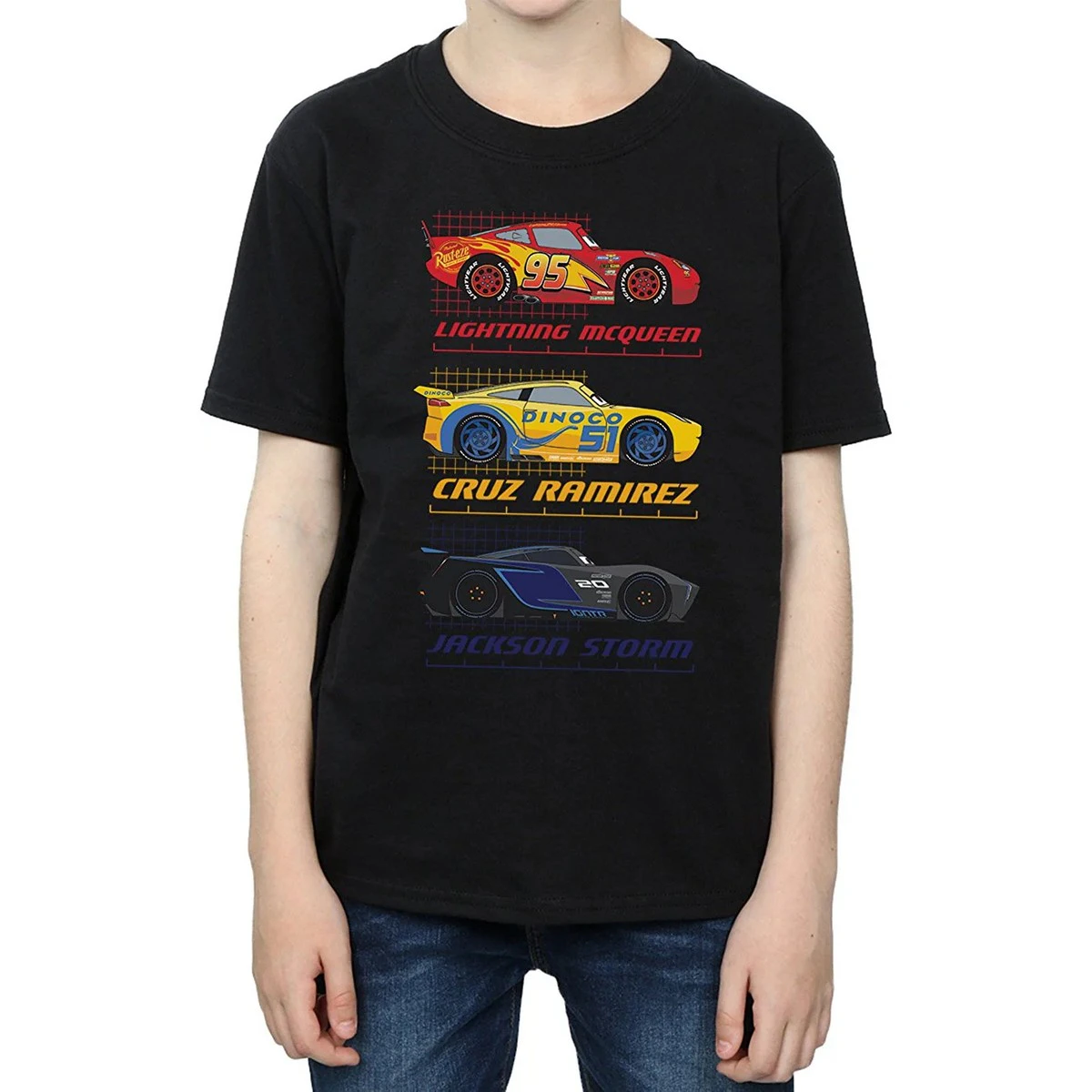 Cars Boys Racer Profile Cotton T-Shirt (Black) - BI1583