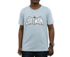 DC Comics Boys Batman Retro Crackle Logo T-Shirt (Sports Grey) - BI15714