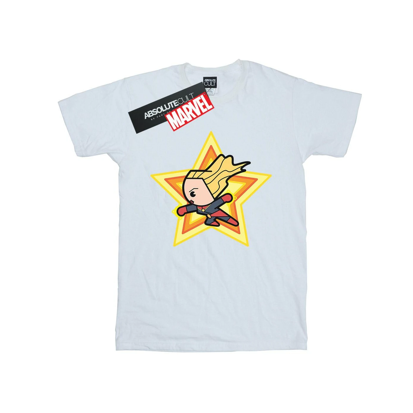 Captain Marvel Girls Kawaii T-Shirt (White) - BI1542