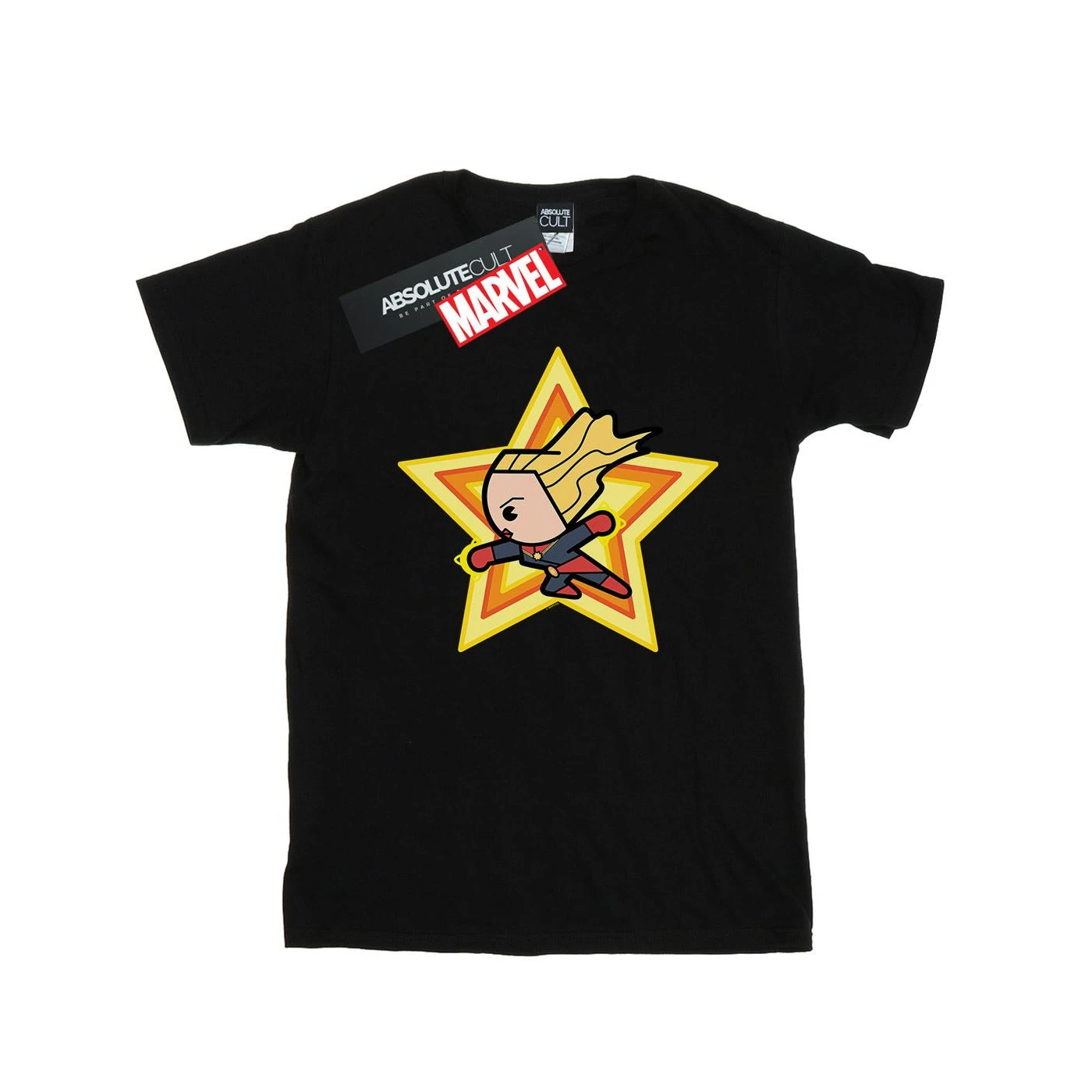 Captain Marvel Girls Kawaii T-Shirt (Black) - BI1542