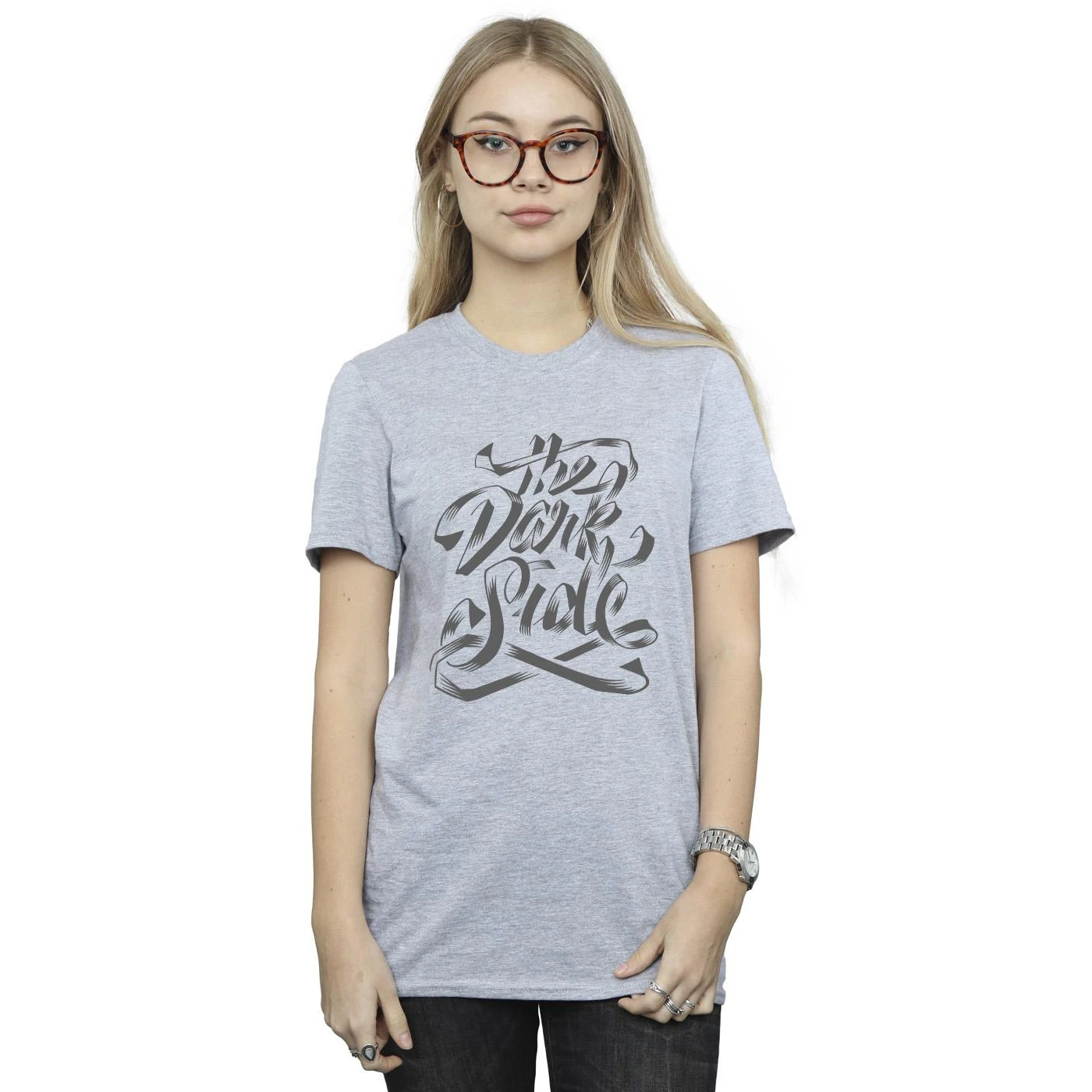 Star Wars: Obi-Wan Kenobi Womens The Dark Side Cotton Boyfriend T-Shirt (Sports Grey) - BI15306