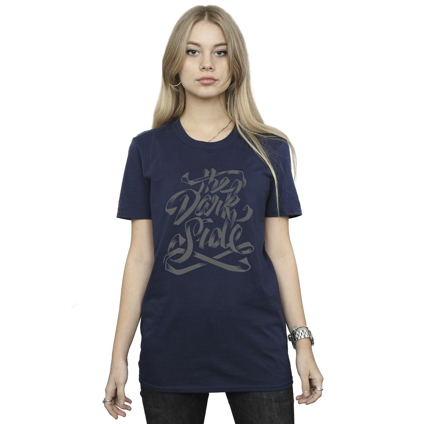 Star Wars: Obi-Wan Kenobi Womens The Dark Side Cotton Boyfriend T-Shirt (Navy Blue) - BI15306