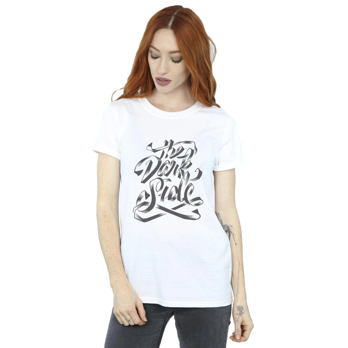 Star Wars: Obi-Wan Kenobi Womens The Dark Side Cotton Boyfriend T-Shirt (White) - BI15306