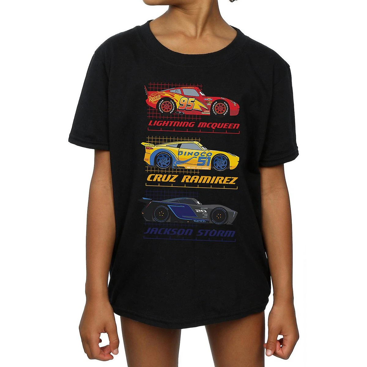 Cars Girls Racer Profile Cotton T-Shirt (Black) - BI1584