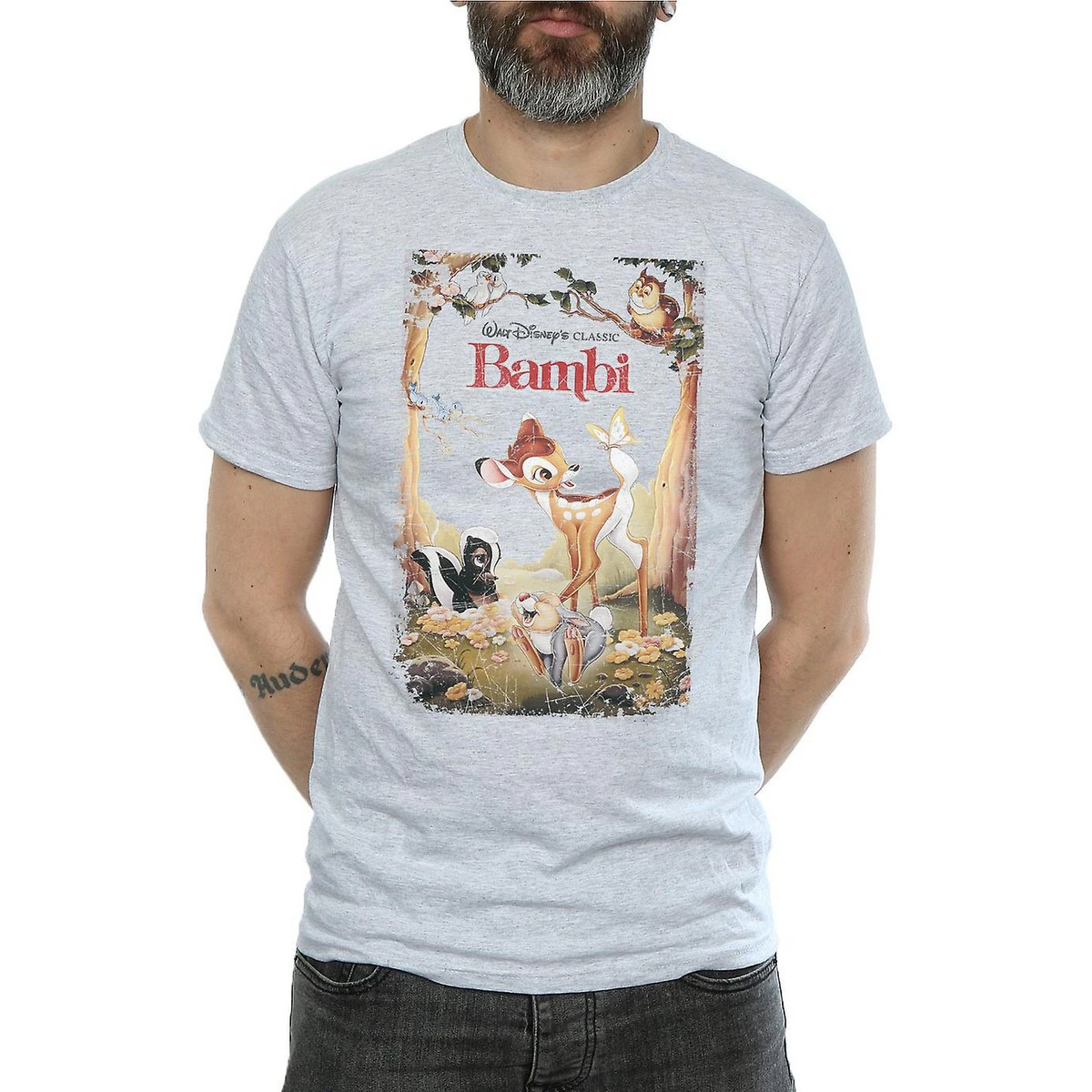 Bambi Mens Retro Poster T-Shirt (Sports Grey) - BI1569