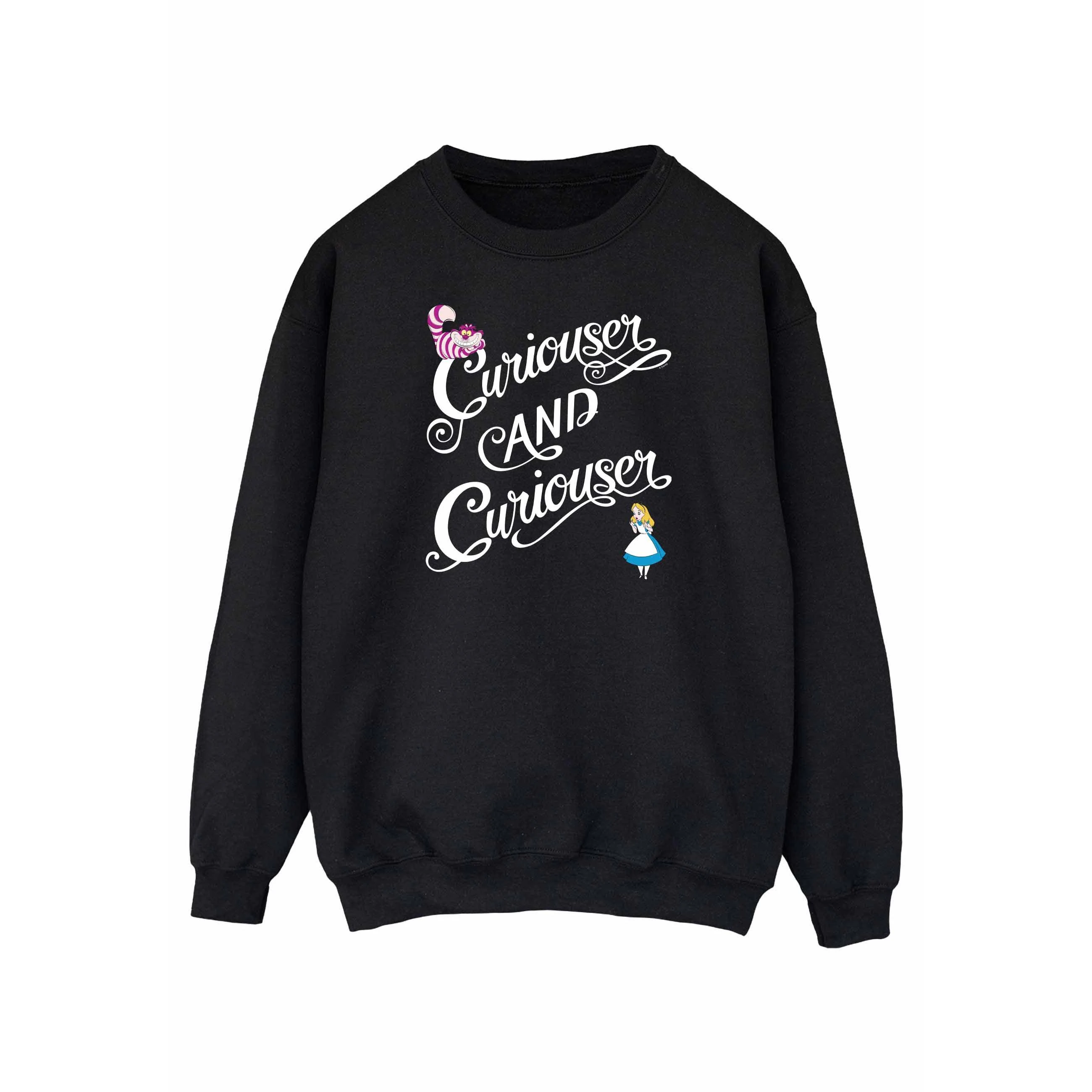 Alice In Wonderland Womens Curiouser Cotton Sweatshirt (Black) - BI1725