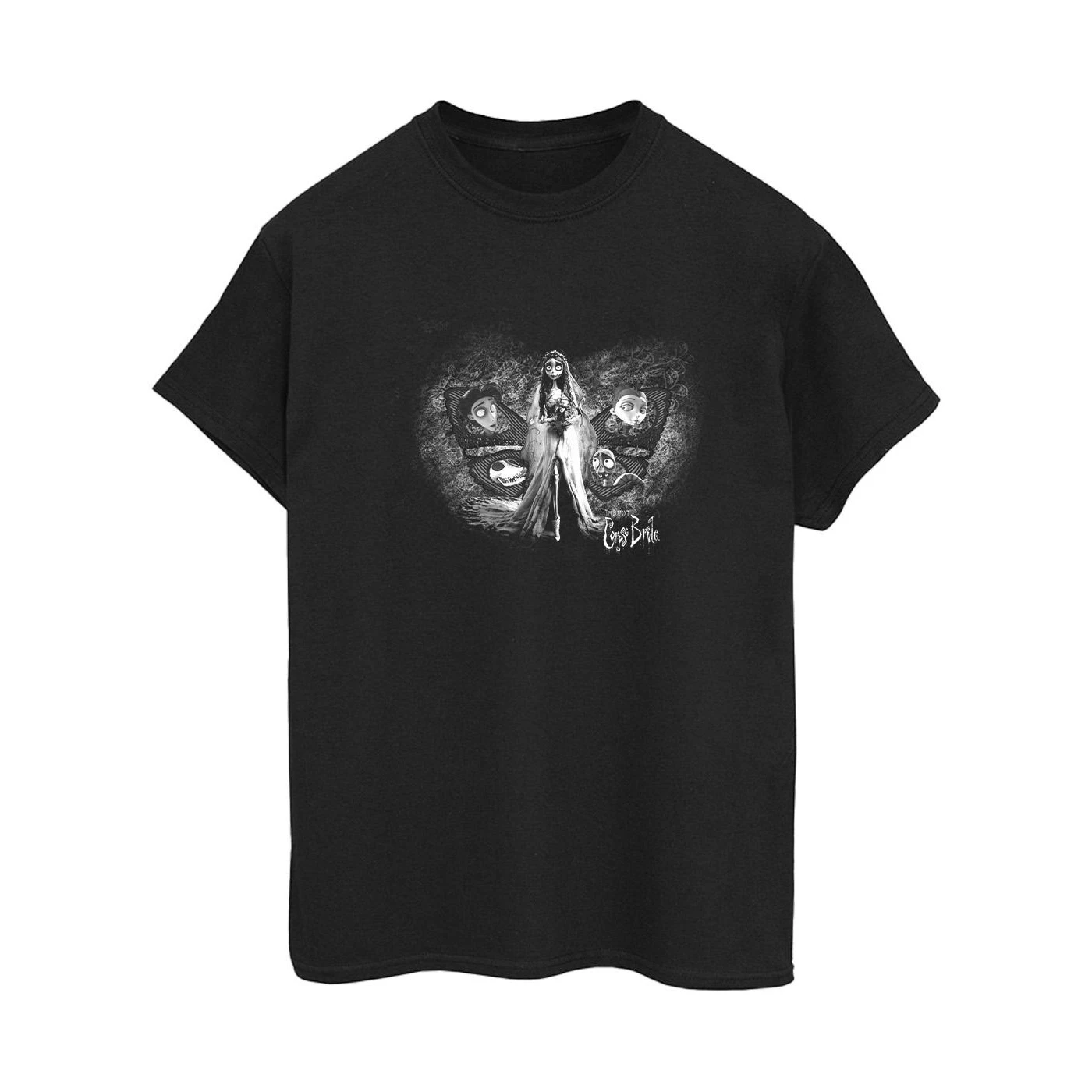 Corpse Bride Womens Emily Butterfly Cotton Boyfriend T-Shirt (Black) - BI16344