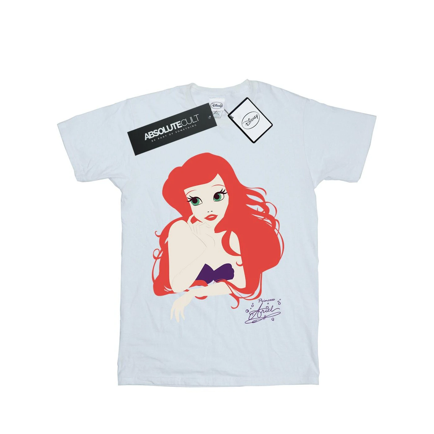 The Little Mermaid Womens Ariel Cotton Boyfriend T-Shirt (White) - BI1697