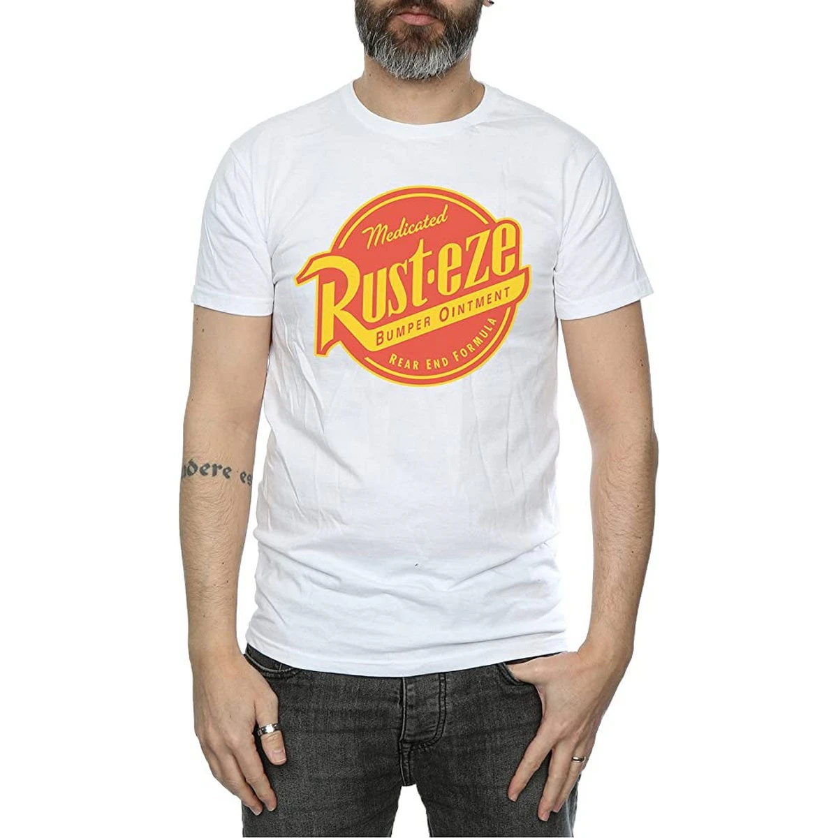 Cars Mens Rust-Eze Logo Cotton T-Shirt (White) - BI1611