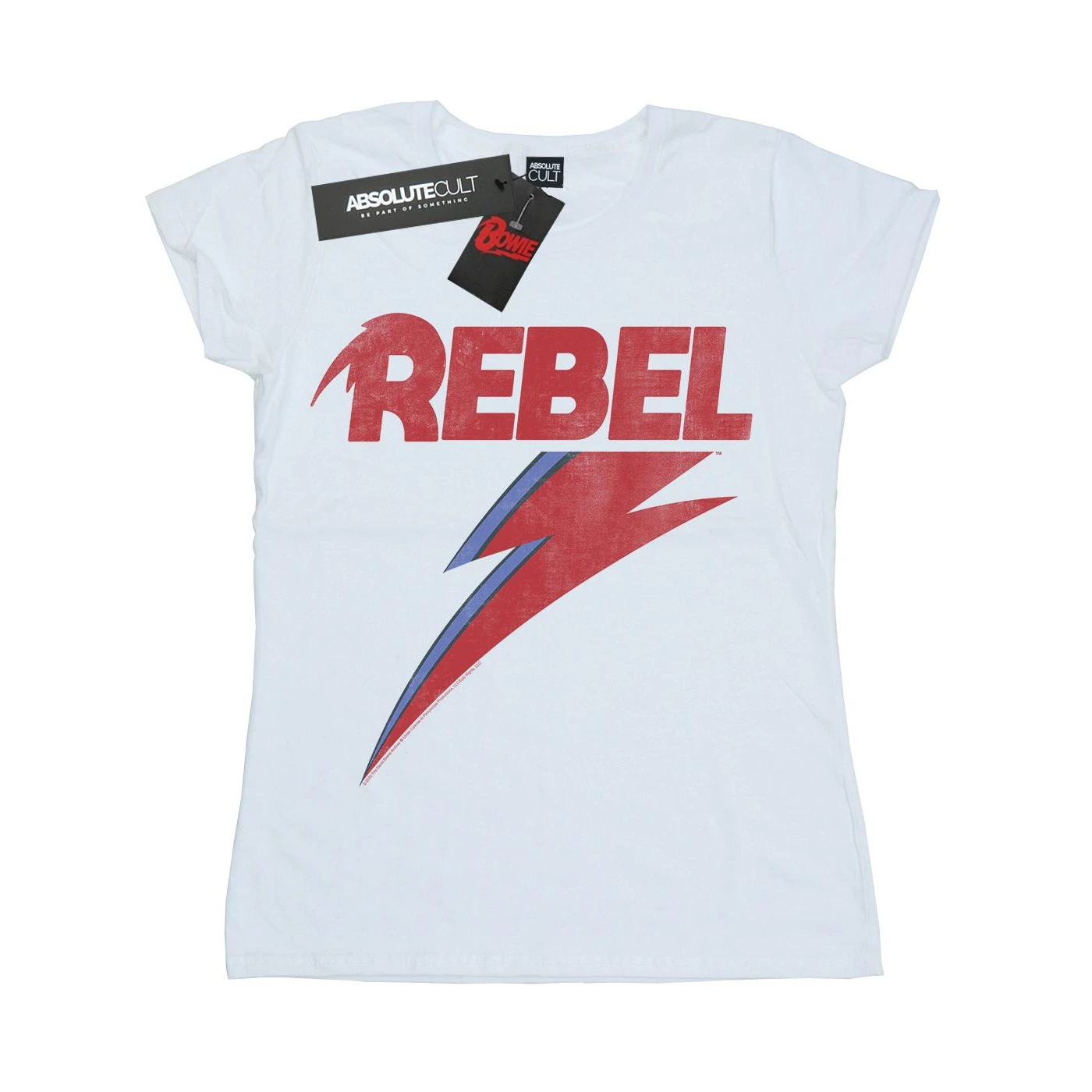 David Bowie Womens Distressed Rebel Cotton T-Shirt (White) - BI16848