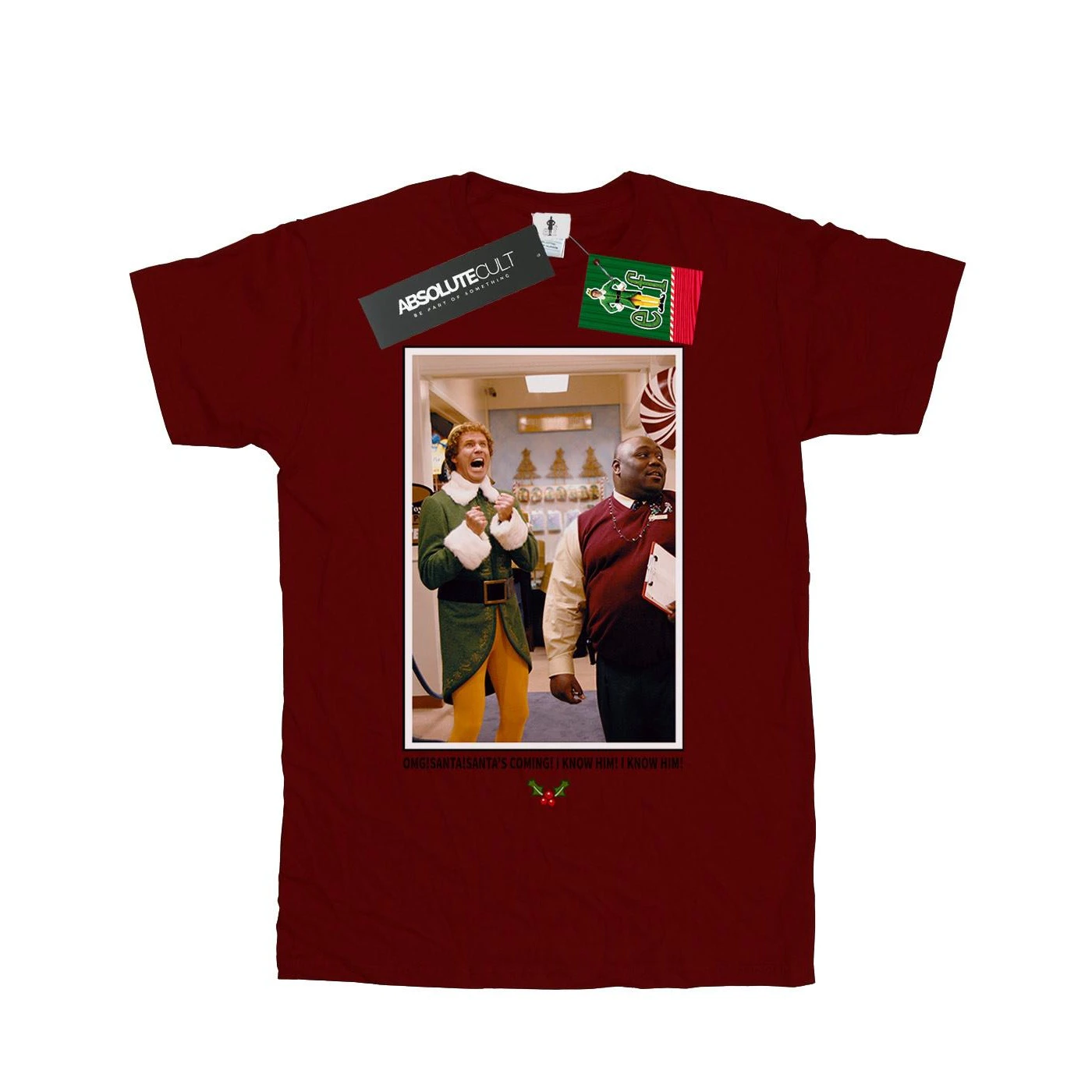 Elf Boys OMG Santa Photo T-Shirt (Burgundy) - BI16999