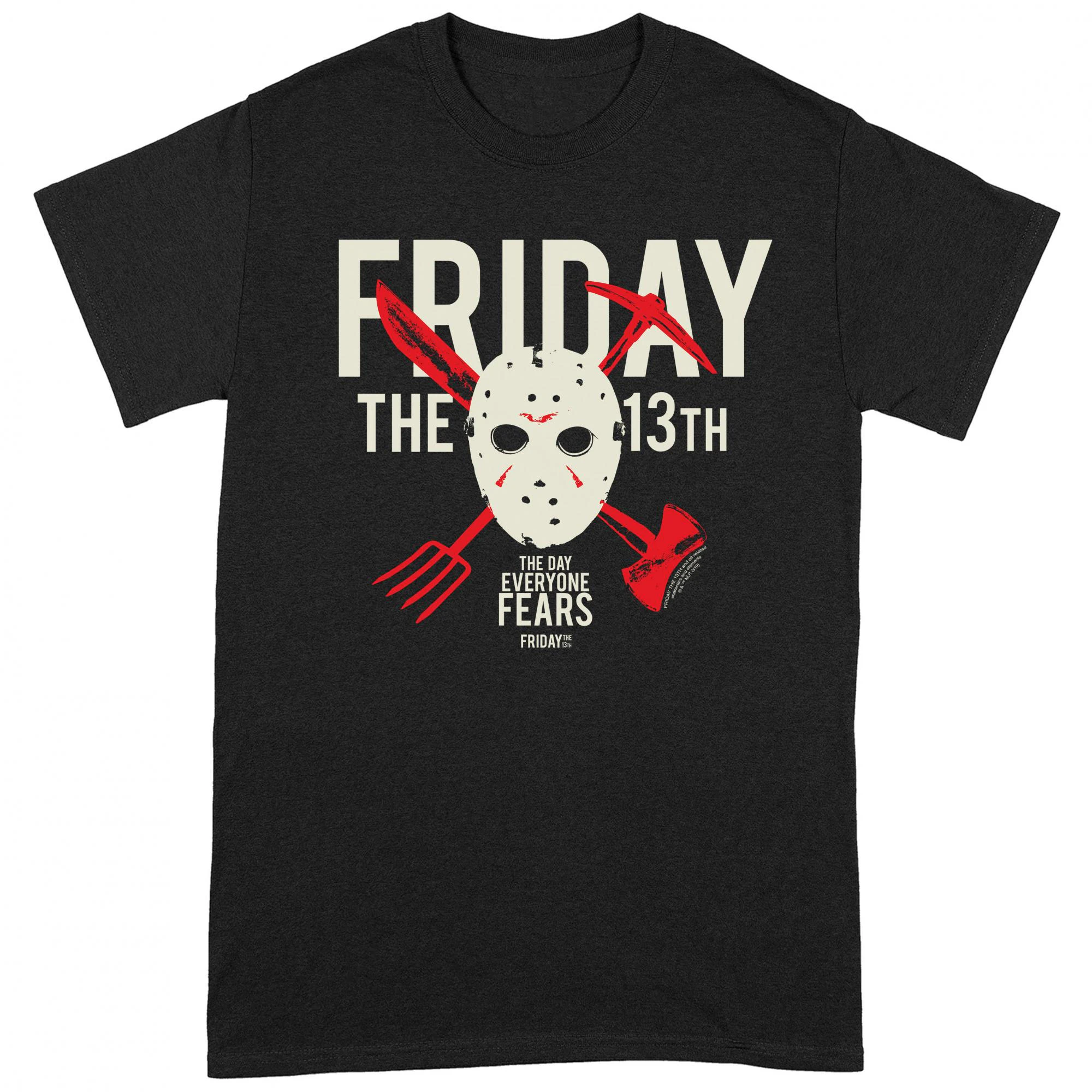 Friday The 13th Unisex Adult Day Of Fear T-Shirt (Black/White/Red) - BI166