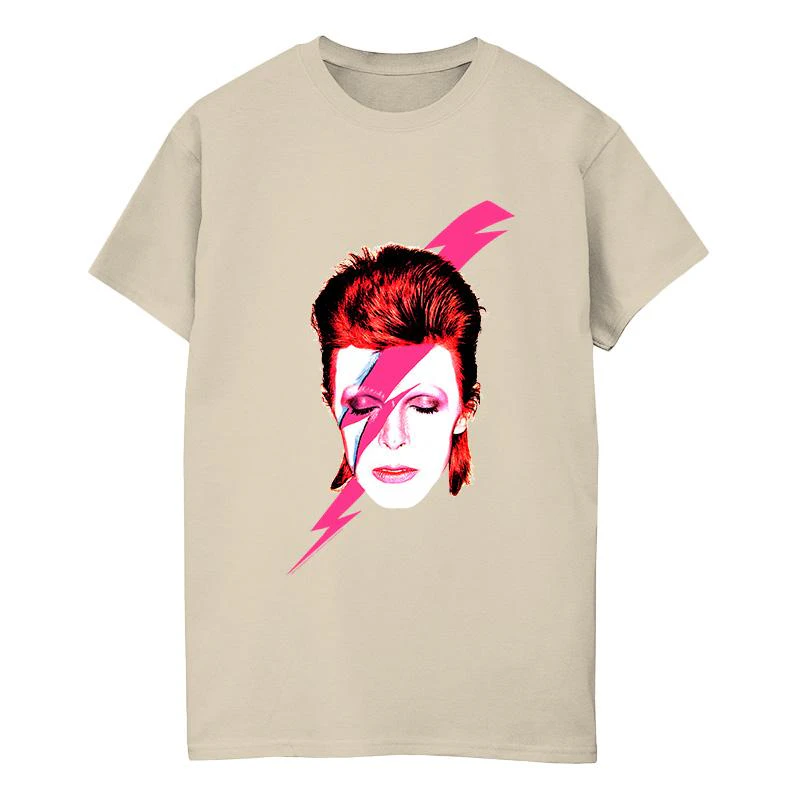 David Bowie Womens Aladdin Sane Cotton Boyfriend T-Shirt (Natural) - BI18836