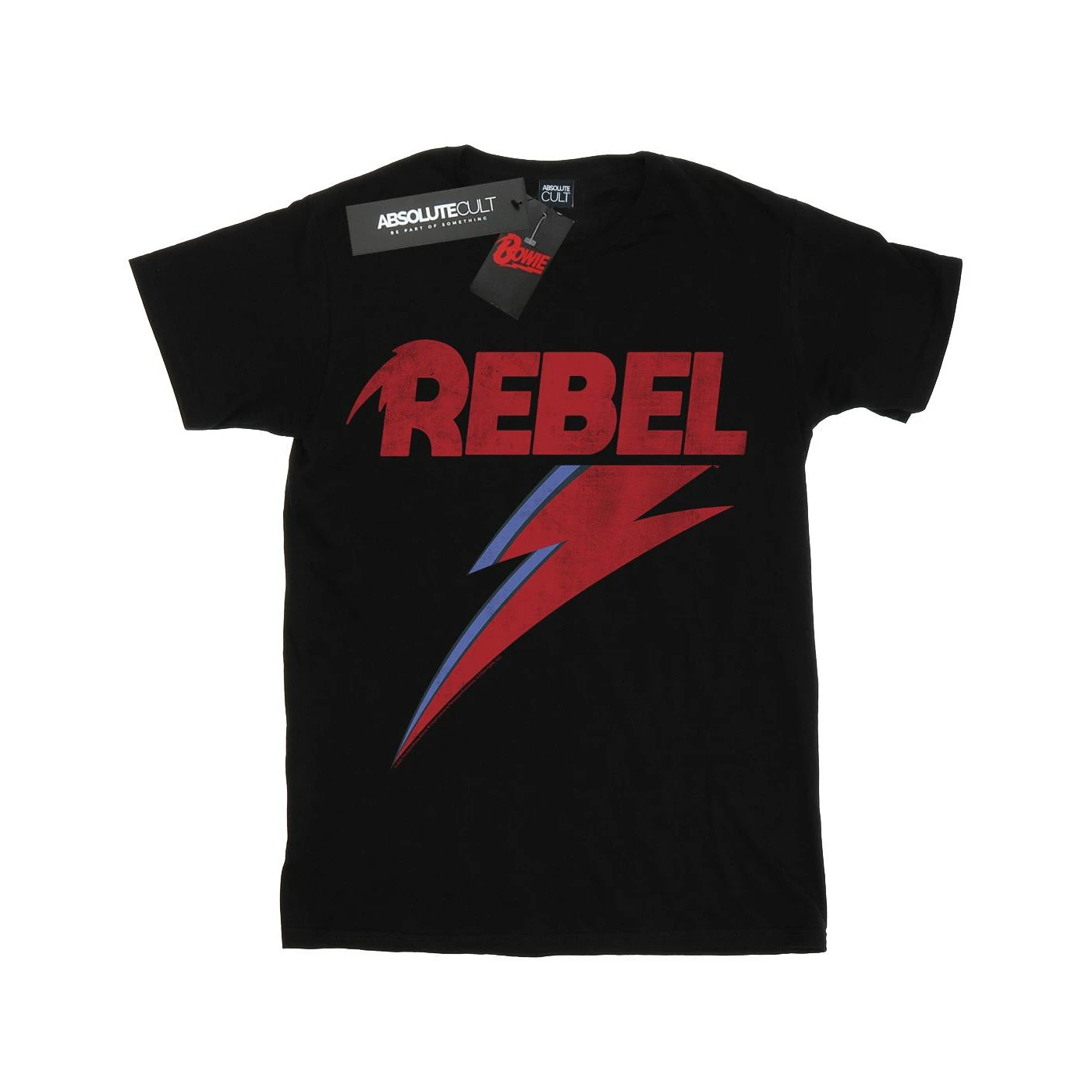 David Bowie Mens Distressed Rebel T-Shirt (Black) - BI21114