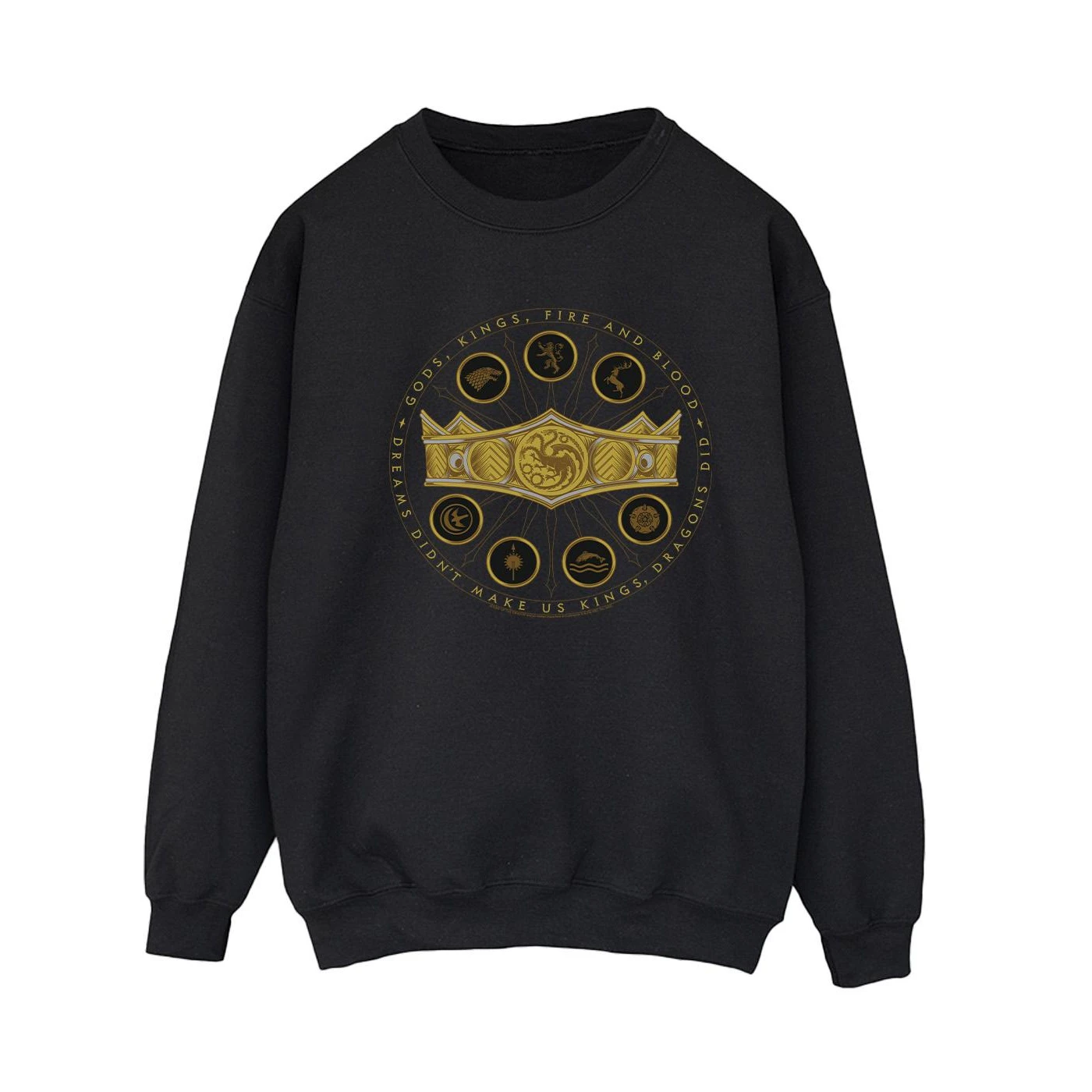 Game Of Thrones: House Of The Dragon Womens Gods Kings Fire And Blood Sweatshirt (Black) - BI20091