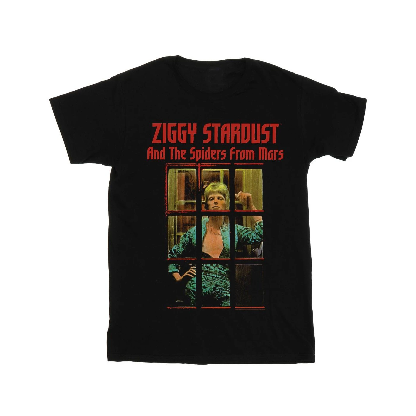 David Bowie Womens Ziggy Stardust Spider Cotton Boyfriend T-Shirt (Black) - BI19096