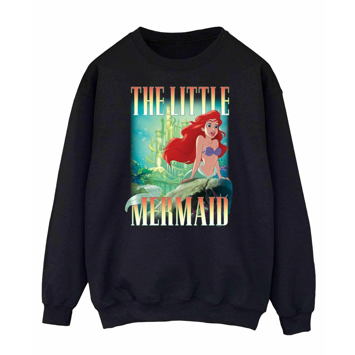 The Little Mermaid Womens Ariel Montage Sweatshirt (Black) - BI1801