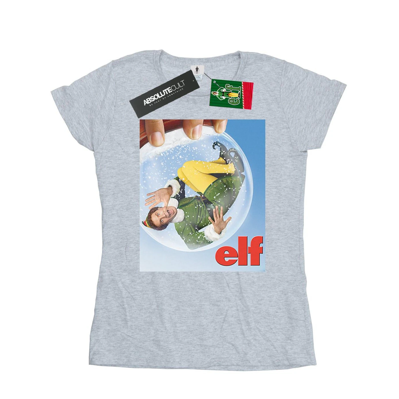 Elf Womens Snow Globe Poster Cotton T-Shirt (Sports Grey) - BI19325