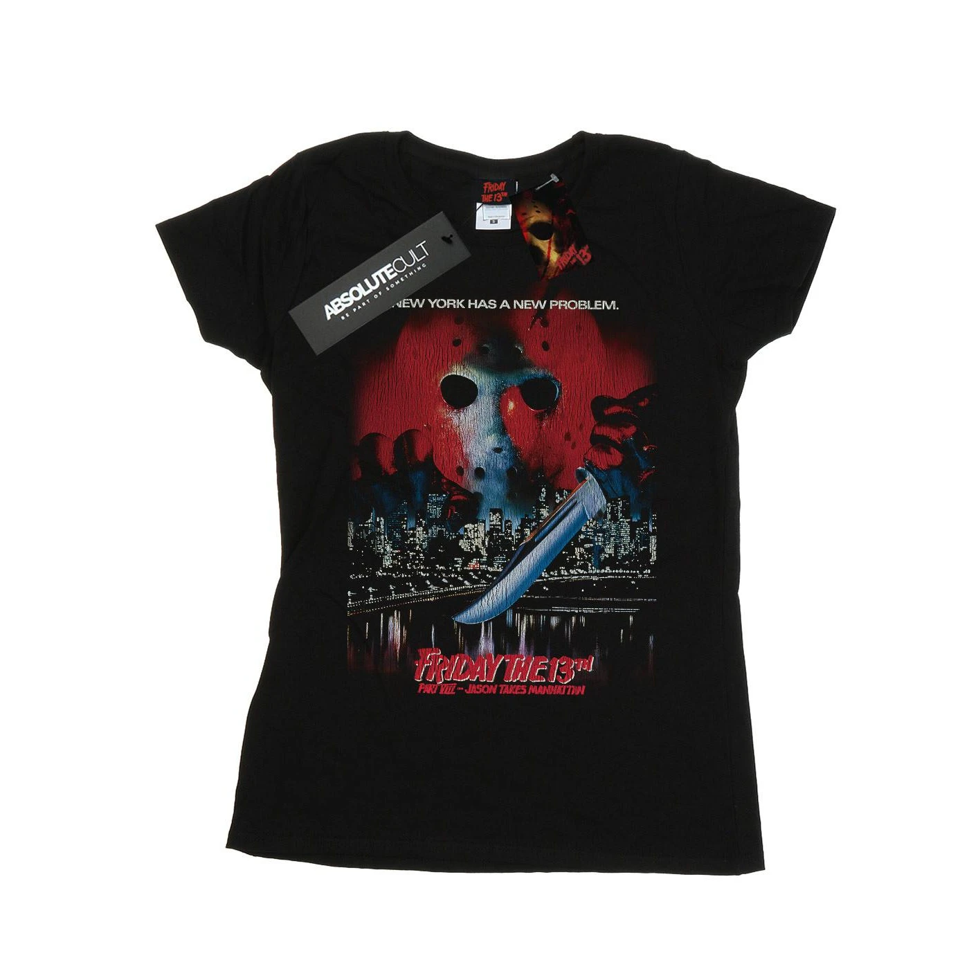 Friday The 13th Womens Jason Takes Manhattan Cotton T-Shirt (Black) - BI20550