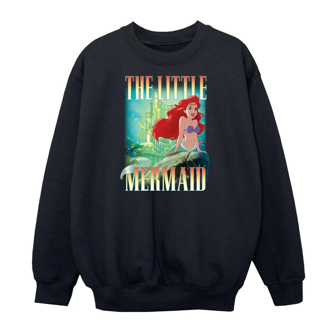 The Little Mermaid Girls Ariel Montage Sweatshirt (Black) - BI1797