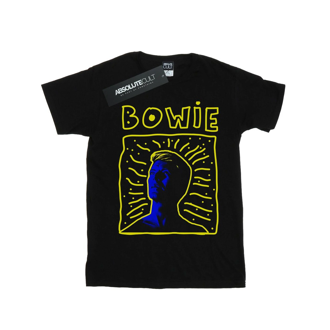 David Bowie Womens 90s Frame Cotton Boyfriend T-Shirt (Black) - BI19021