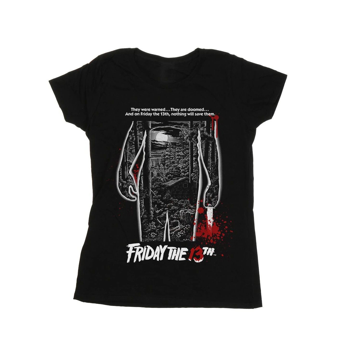 Friday The 13th Womens Bloody Poster Cotton T-Shirt (Black) - BI20527