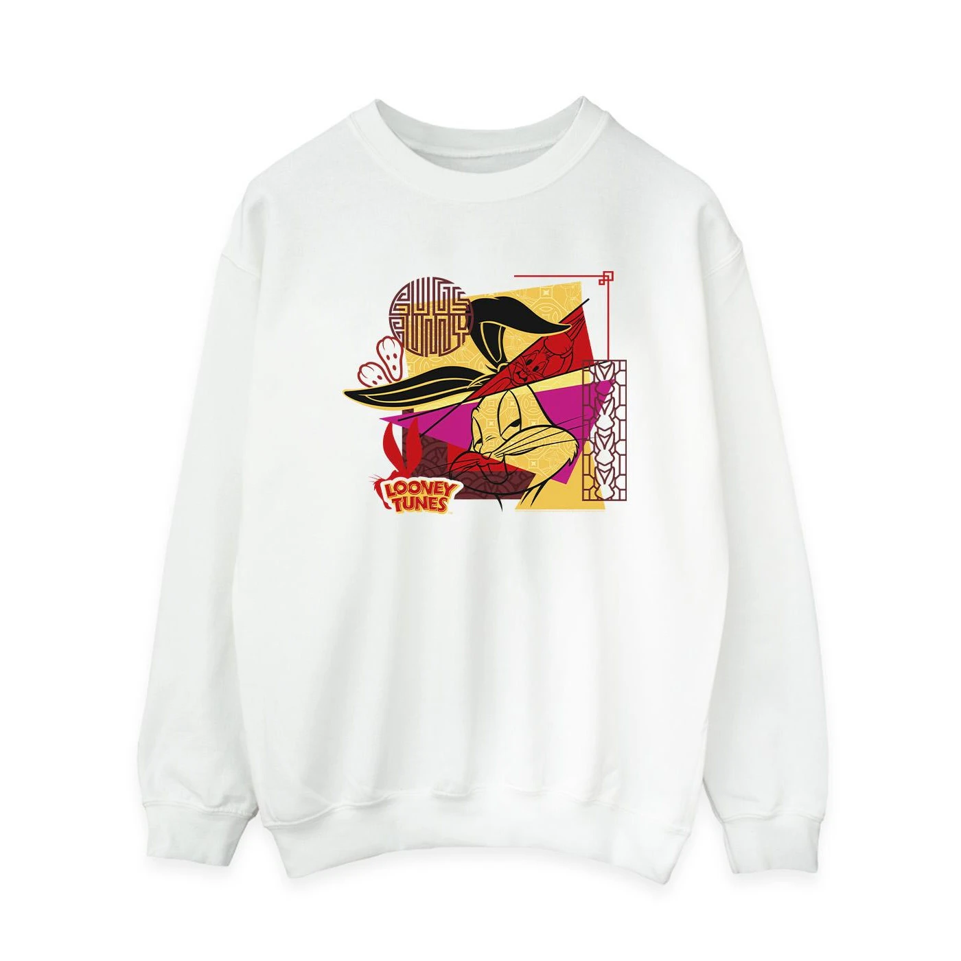 Looney Tunes Womens Bugs Rabbit New Year Sweatshirt (White) - BI24438