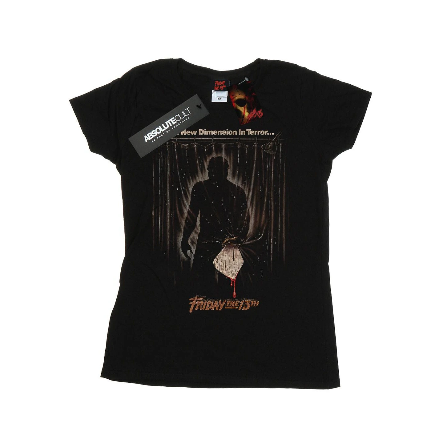 Friday The 13th Womens Shower Poster Cotton T-Shirt (Black) - BI20548