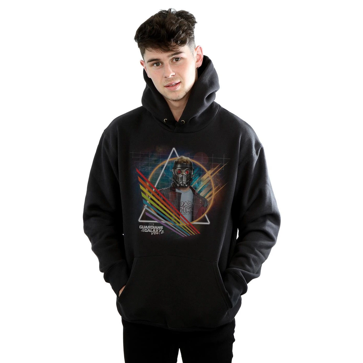 Marvel Mens Guardians Of The Galaxy Neon Star Lord Masked Hoodie (Black) - BI2319