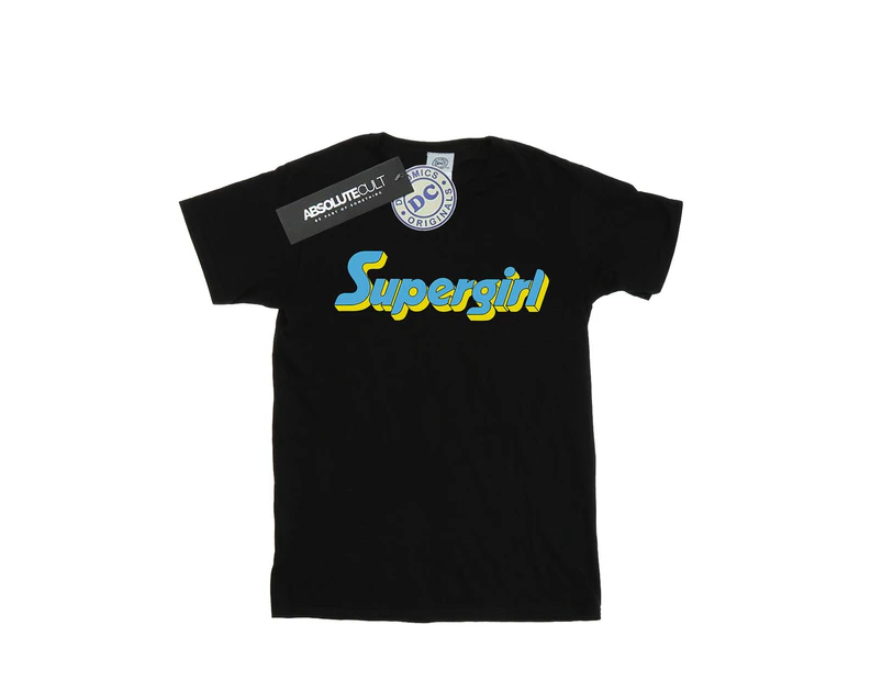 DC Comics Mens Supergirl Text Logo T-Shirt (Black) - BI21359
