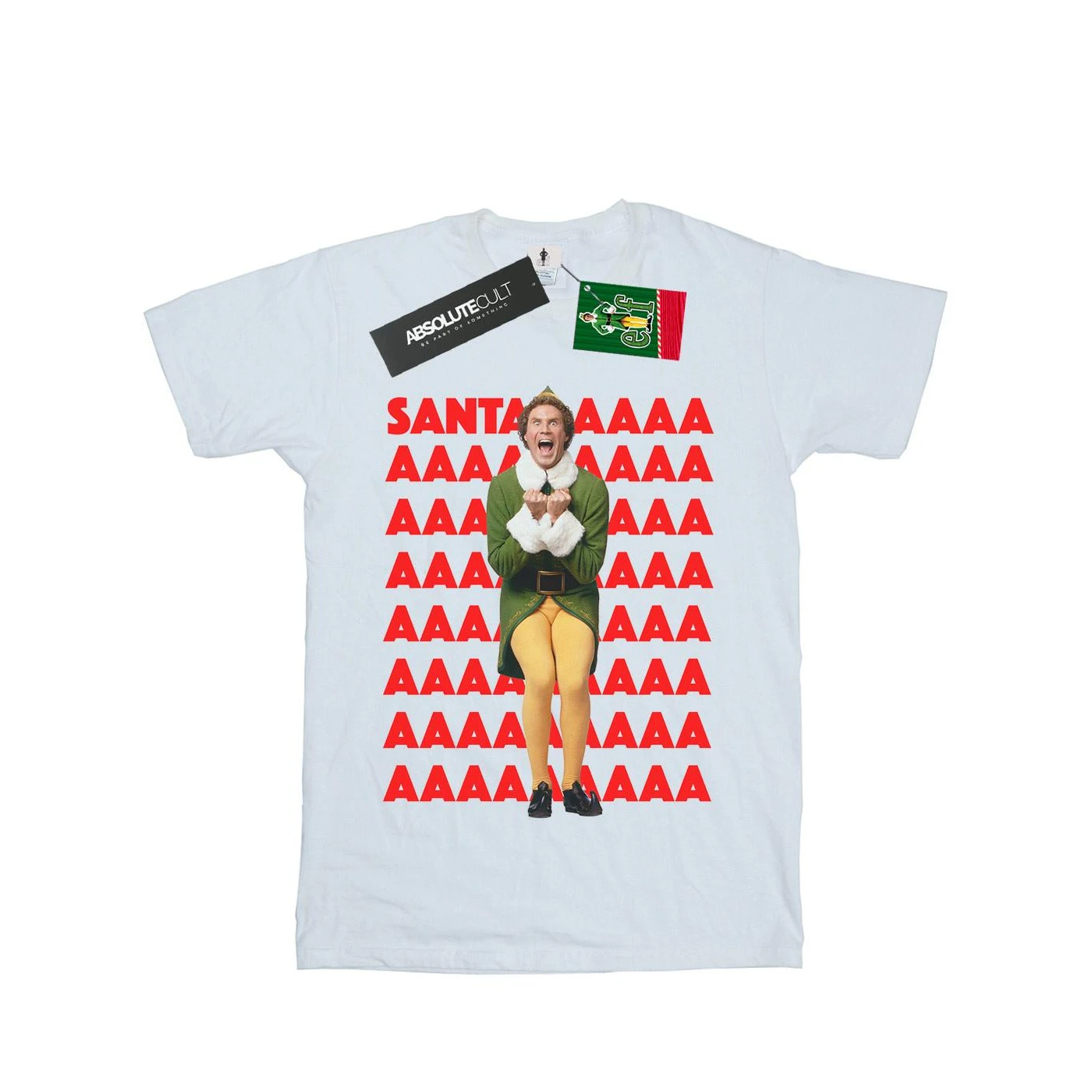 Elf Mens Buddy Santa Scream T-Shirt (White) - BI23558