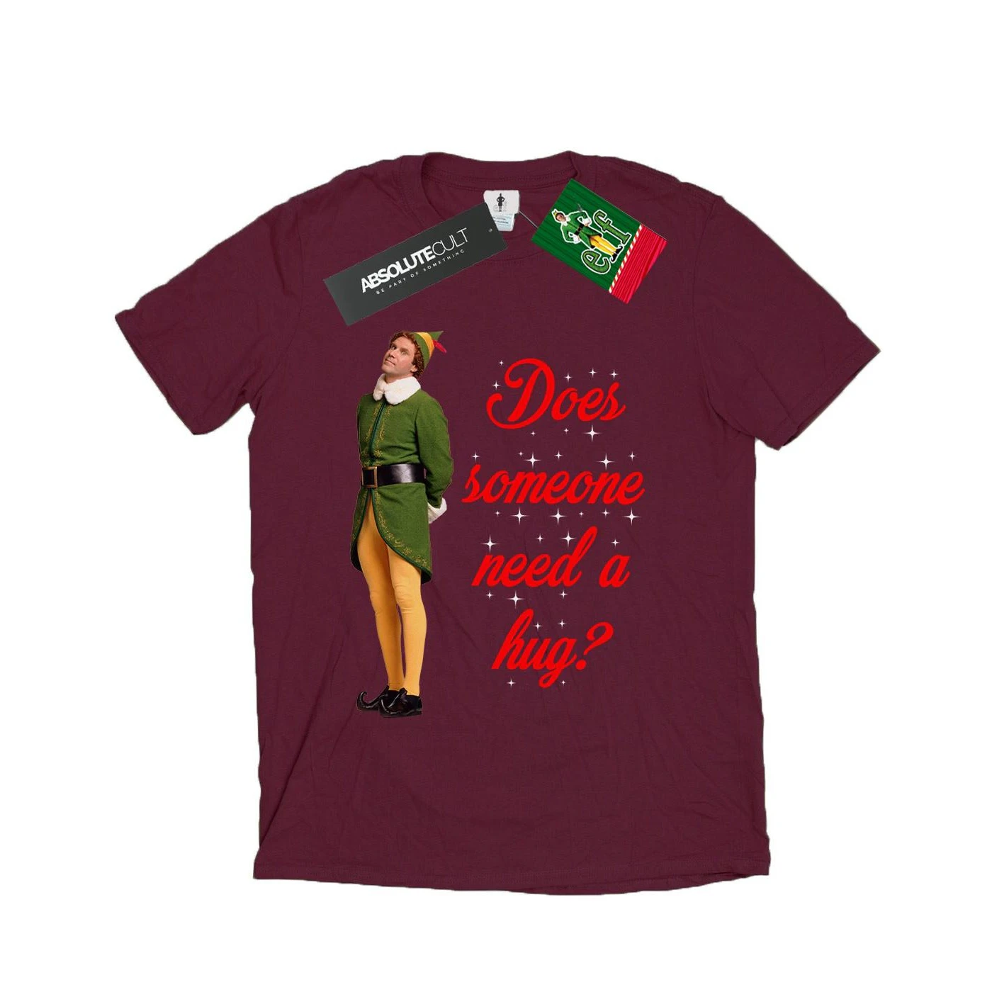 Elf Mens Hug Buddy T-Shirt (Burgundy) - BI23538